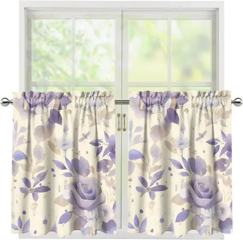 Vista 62 de God Bssing You Tier Curtains for July 4Th 2026 27.5x24 2 Panels Light Filtering Half Window Rod Pocket for Kitchen/Bathroom