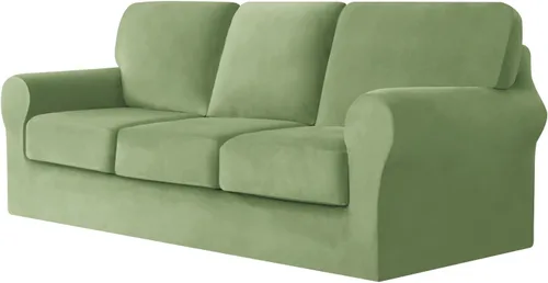 Vista 69 de UNBBRRL Fundas de sofá de 3 piezas para sofá, funda de terciopelo elástico para sillón con 1 funda de cojín de asiento y 1 funda de respaldo
