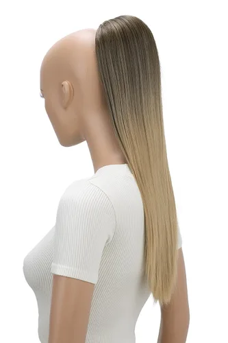 Vista 25 de CAISHA Extensión de cola de caballo de 22" con cordón voluminoso Straigtht negro-marrón PH503