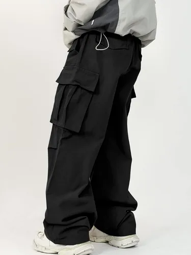 Vista 2 de SHENHE Pantalones cargo sueltos con cordón de cintura elástica para hombre