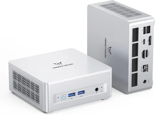 Vista 19 de MINISFORUM Mini PC M1 Plus Intel Core i5-12600H (12C/16T, hasta 4.5GHz), computadora de escritorio SSD DDR5 de 16 GB de 512 GB, salida triple