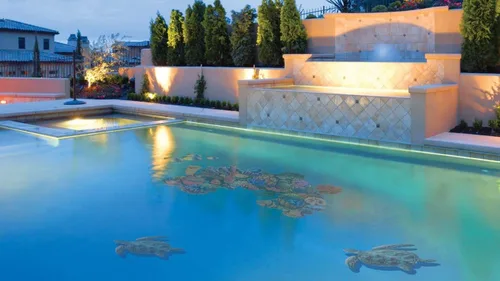 Vista 4 de Mosaico de porcelana de tortuga marina para piscina (10 x 10 pulgadas, verde)