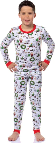 Vista 2 de INTIMO Peanuts - Pijama unisex para niños y niñas, diseño de Papá Noel, Snoopy Charlie Brown