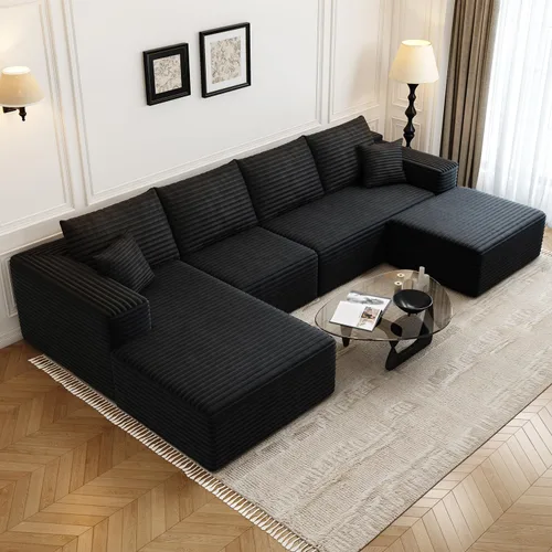 Vista 30 de Sofá seccional modular Cloud de 107.5 pulgadas con 1 otomana, sofás tapizados modernos minimalistas, cómodo sofá en forma de U para sala de estar