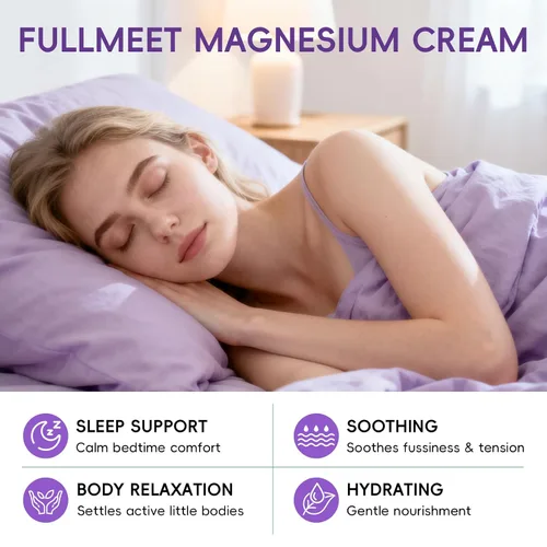 Vista 3 de Crema de magnesio para dormir, loción de magnesio de lavanda para relajación muscular y ansiedad calmante, no grasa, hidratación profunda, loción