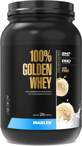 Vista 8 de Maxler Proteína de suero de leche 100% dorada, 0.94 onzas de proteína por porción, proteína de suero en polvo para antes del entrenamiento