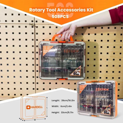 Vista 2 de HARDELL Kit de 508 piezas de accesorios para herramientas rotativas para bricolaje, brocas multiusos de 1/8" para herramientas rotativas, accesorios