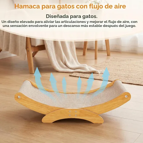 Vista 2 de Cama rascador para gatos de interior, tabla rascador grande de sisal
