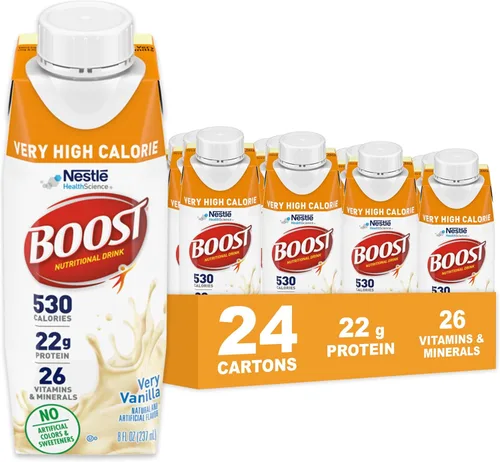Vista 9 de BOOST Bebida nutricional muy alta en calorías, ayuda al aumento de peso y mantenimiento, 530 calorías, 26 vitaminas y minerales, 0.78 oz
