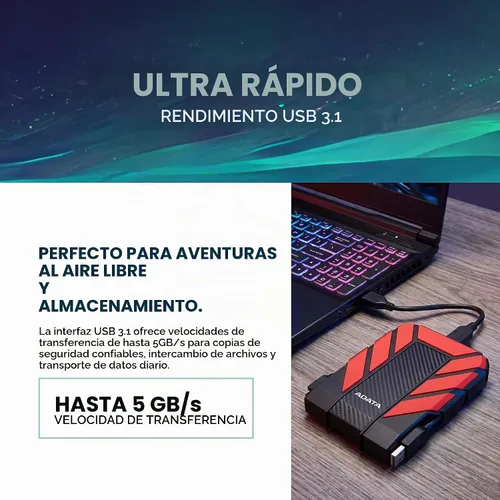 Vista 3 de ADATA Disco duro externo HD710 Pro, rojo, 2 TB