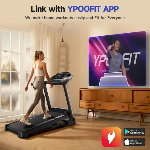 Vista 6 de YPOO Cintas de correr para uso doméstico, caminadora con inclinación, cintas de correr plegables automáticas para el hogar, cinta de correr de 8.0