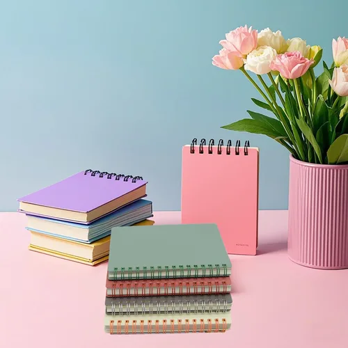 Vista 9 de YIHUANYIFA 4pcs A6 Spiral Notebooks 8mm Ruled 5.7 x 4.1 inch Hardcover 160 Pages Journals for Work Students Study and Notes (4, Dark color)