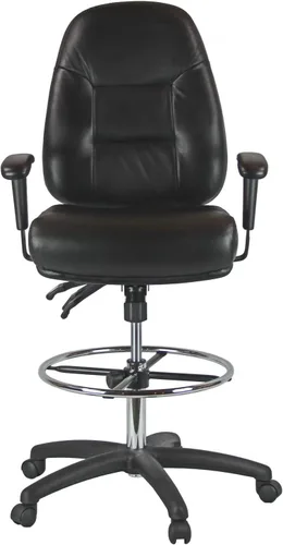 Vista 4 de Harwick Silla de dibujo de cuero premium con brazos - Cuero negro