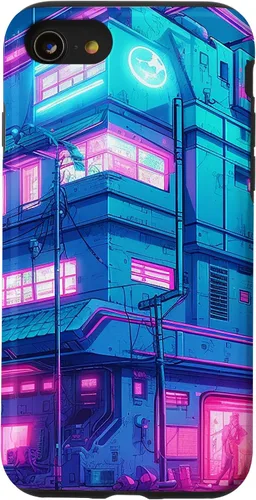 Vista 18 de Funda Vaporwave para iPhone 16 Cyberpunk House