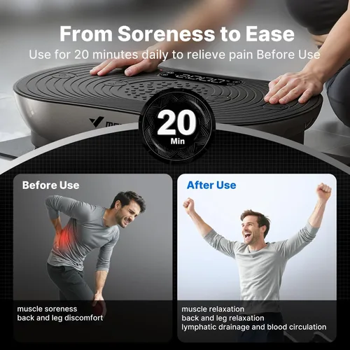 Vista 5 de Merach V33 Pro Vibration Plate Exercise Machine with Touchscreen, 99 Speeds Resistance Bands, Bluetooth, 350lbs Capacity, Vibration Platform for