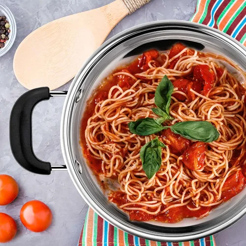 Vista 7 de LIANYU Olla de 4 cuartos de galón, olla de pasta de sopa de acero inoxidable con tapa transparente, olla resistente para hervir a fuego lento, mango