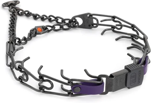 Vista 21 de Collar para Perro Herm Sprenger de Acero Inoxidable Negro con Hebilla de Liberación Rápida ClicLock y Inserción de Biothane Collar de Entrenamiento