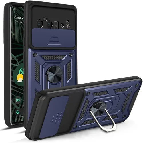 Vista 10 de Funda para Google Pixel 6A, funda de TPU + PC de grado militar para Google Pixel 6A, soporte integrado, diseño de doble capa, funda de protección
