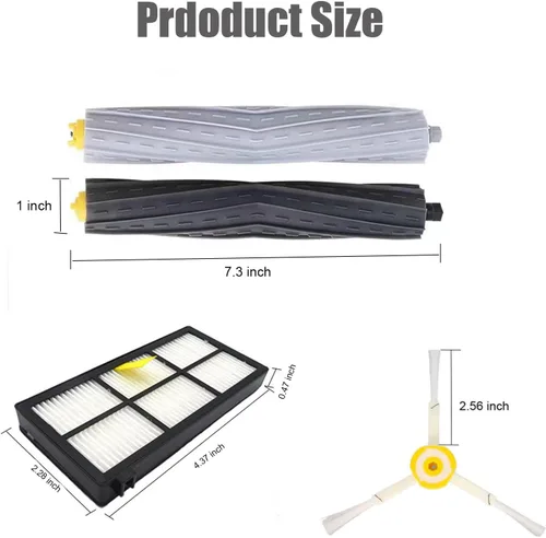 Vista 3 de Piezas de repuesto para aspiradora iRobot Roomba 800 900 Series 805 850 860 861 866 870 871 880 890 960 980 980 981 985, 4 filtros, 4 cepillos