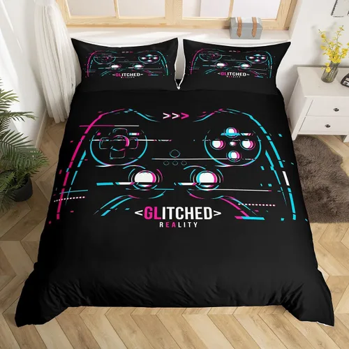 Vista 33 de Erosebridal - Ropa de cama para adolescentes y niños, estampado de control de videojuegos, funda de edredón tamaño individual, 2 piezas con 1 funda