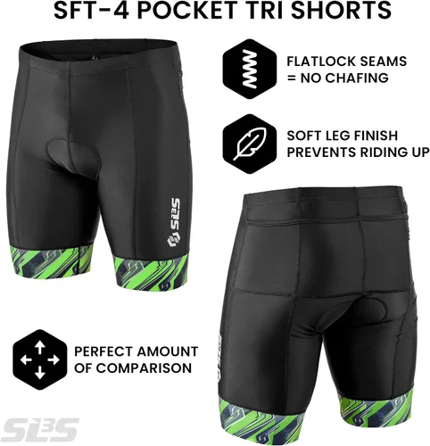 Vista 8 de Pantalones cortos de triatlón para hombre Pantalones cortos de triatleta 4 bolsillos FRT 8 pulgadas Swim Bike Tri Shorts para hombre