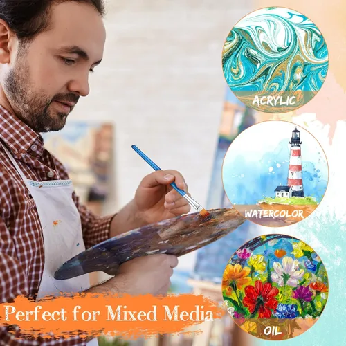 Vista 5 de Sherr Juego de 48 pinceles para pintura acrílica, pinceles de madera para detalles, manualidades, niños, artista, acuarela, óleo, para cara y cuerpo