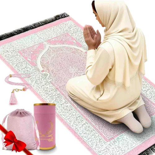 Vista 11 de Alfombra de oración musulmana portátil y cuentas con caja de regalo, tapete de oración islámica suave, tapete de oración de viaje para hombres
