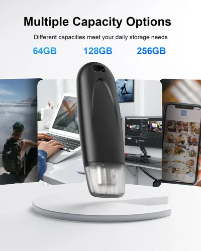 Vista 6 de Unidad flash USB C de 256 GB de hasta 450 MB/s, USB 3.2 Gen 1 tipo C compatible con Android, iPhone 15/16, portátiles, tabletas, negro