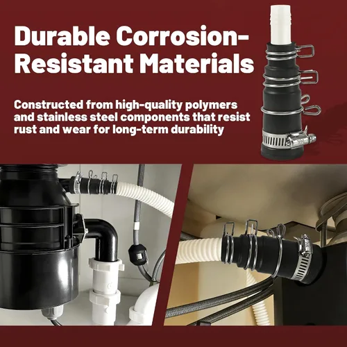 Vista 6 de Kit de conector de lavavajillas para triturador de basura – Piezas de repuesto compatibles con la eliminación de basura Insinkerator Adaptador