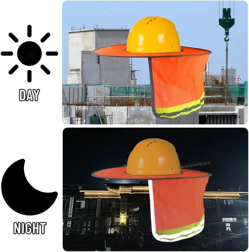 Vista 6 de WMYCONGCONG Protector solar de ala completa, visera de malla para el cuello, con tira reflectante para construcción al aire libre, accesorios