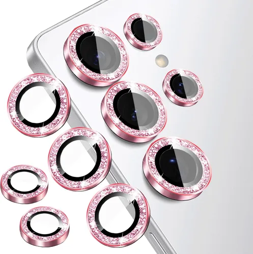 Vista 21 de Protector de lente de cámara compatible con iPhone 15 Plus y iPhone 15 (paquete de 4, 2 juegos), con purpurina brillante, funda de cámara