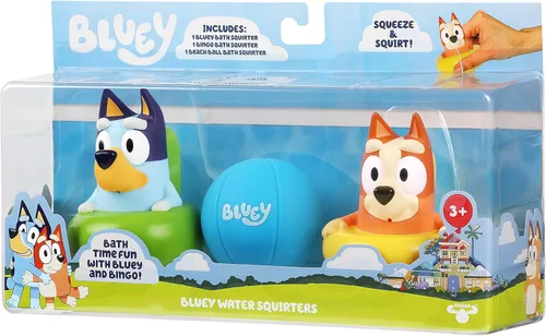 Vista 8 de Bluey Paquete de 3 juguetes de baño flotantes, juego de juguetes acuáticos flotantes ligeros con bingo y pelota de playa, juguetes de baño