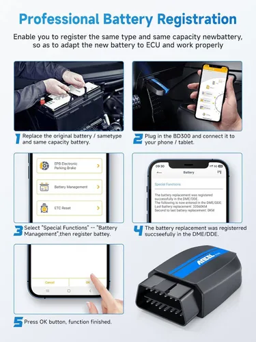 Vista 2 de ANCEL Escáner Bluetooth OBD2 BD300, lector de código de sistema completo y herramienta de diagnóstico para BMW con servicio de registro de batería