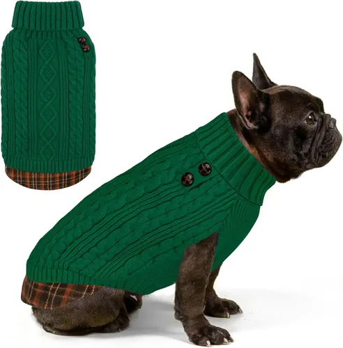 Vista 29 de KYEESE Suéter suave para perros pequeños, machos, abrigado, de cuello alto, ropa elástica de punto para gatos, abrigo cómodo para cachorros