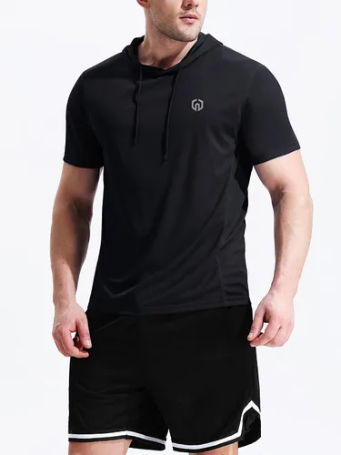 Vista 2 de Neleus - Camiseta sin mangas deportiva Dry Fit para correr con capucha