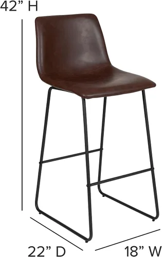 Vista 3 de Flash Furniture Reagan - Taburetes de bar LeatherSoft de 30 pulgadas con reposapiés, taburetes de barra de estilo moderno de mediados de siglo