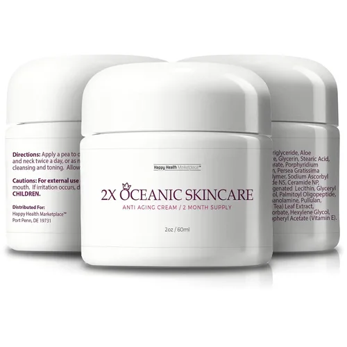 Vista 4 de 2X Oceanic Skin Care Cream - Crema antienvejecimiento para 2 meses de suministro - Crema facial nutritiva con infusión de colágeno y vitaminas