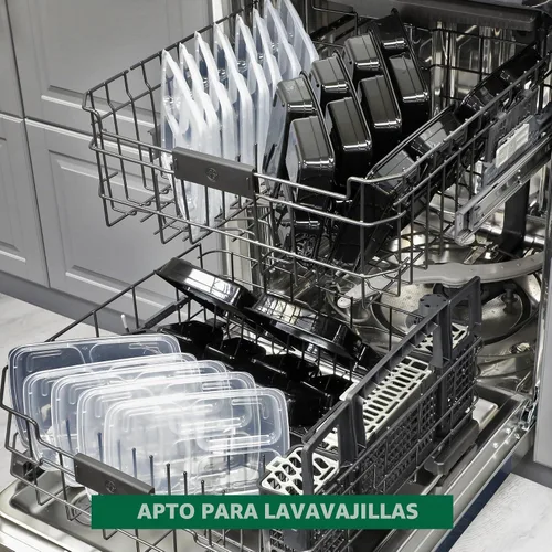 Vista 7 de Freshware Contenedores de preparación de comidas [paquete de 150] 3 compartimentos con tapas, recipientes de alimentos, lonchera, apilables, caja