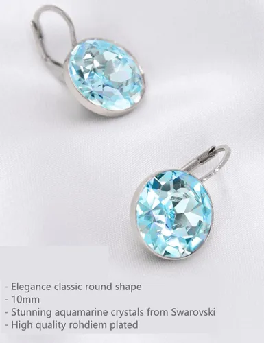 Vista 4 de Hermosos aretes solitarios para mujer - Adornos con cristales austriacos, cierre de palanca, perfectos para cualquier ocasión, regalos ideales