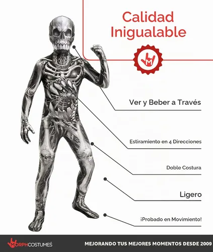 Vista 2 de Morphsuits Skeleton Costume Kids, Kids, Boys Halloween Costume