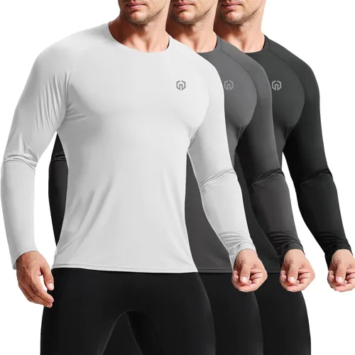 Vista 8 de NELEUS Camisas Deportivas de Manga Larga para Hombre, Transpirables, para Correr
