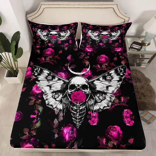 Vista 8 de Erosebridal Juego de sábanas bajeras de rosas rojas y leopardo, tamaño individual, diseño de animales africanos salvajes, diseño de plantas
