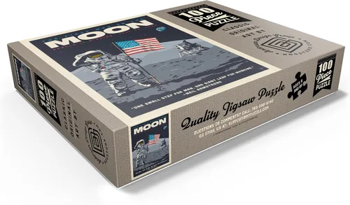 Vista 3 de MyPuzzle NASA 1969: First Man On The Moon - Póster vintage - Rompecabezas de 100 piezas prémium para adultos