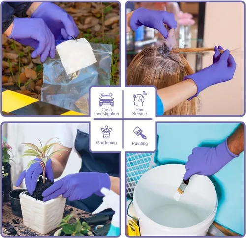 Vista 3 de Safe Health Nitrile Disposable Gloves, 3.5 Mil, Imperial Blue, Powder Free, Latex Free, Tattoo, Beauty, Salon, Car