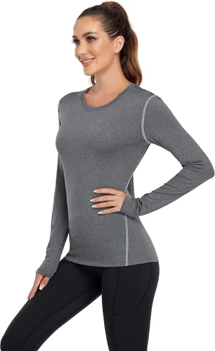 Vista 6 de WANAYOU Women's 2-3 Pack Compression Shirt Dry Fit Long Sleeve Running Athletic T-Shirt Workout Tops