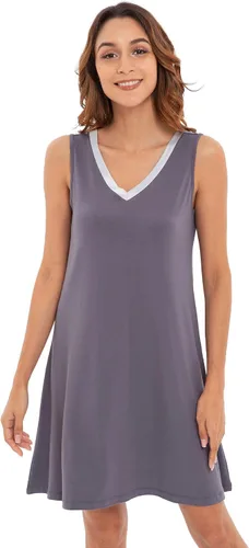 Vista 28 de GYS Cooling Bamboo Viscose Sleeveless Nightgowns for Women Aguamarina