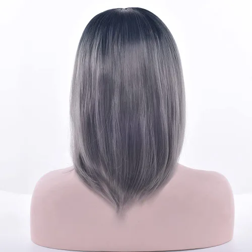 Vista 4 de IMISSU Pelucas cortas de cabello natural para cosplay, color degradado, pelucas de fiesta de disfraces de Halloween para mujeres