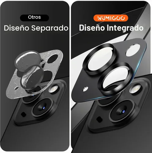 Vista 2 de Protector de lente de cámara para iPhone 15/iPhone 15 Plus/iPhone 14/iPhone 14 Plus, pantalla de cubierta de cámara de vidrio templado de aleación