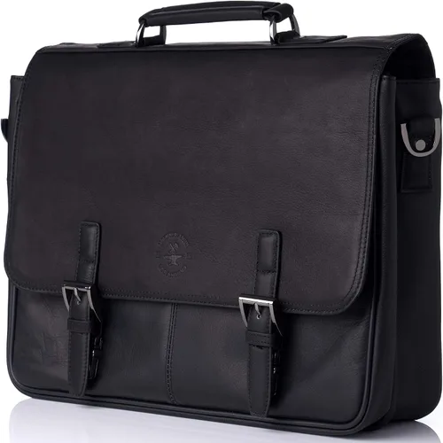 Vista 2 de Hammer Anvil Pierce Colombian Vacquetta Leather 15.6" Maletín para portátil, Negro
