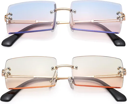 Vista 116 de Gafas de sol rectangulares para hombres/mujeres, gafas de sol pequeñas sin montura cuadrada